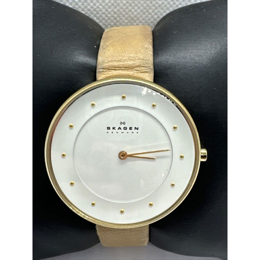 Skagen Gitte SKW2137 Women's Beige Leather Analog Dial Quartz Wrist Watch AEA028